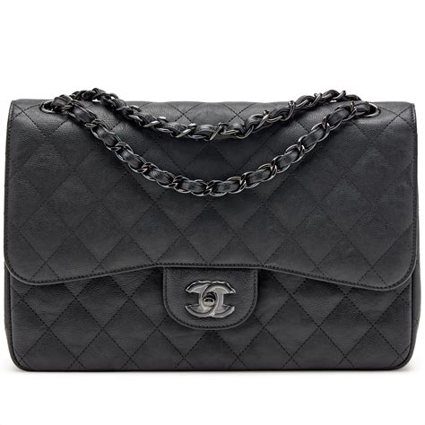 chanel so black crumpled calfskin jumbo|CHANEL Crumpled Calfskin Quilted Jumbo Double Flap So Black .